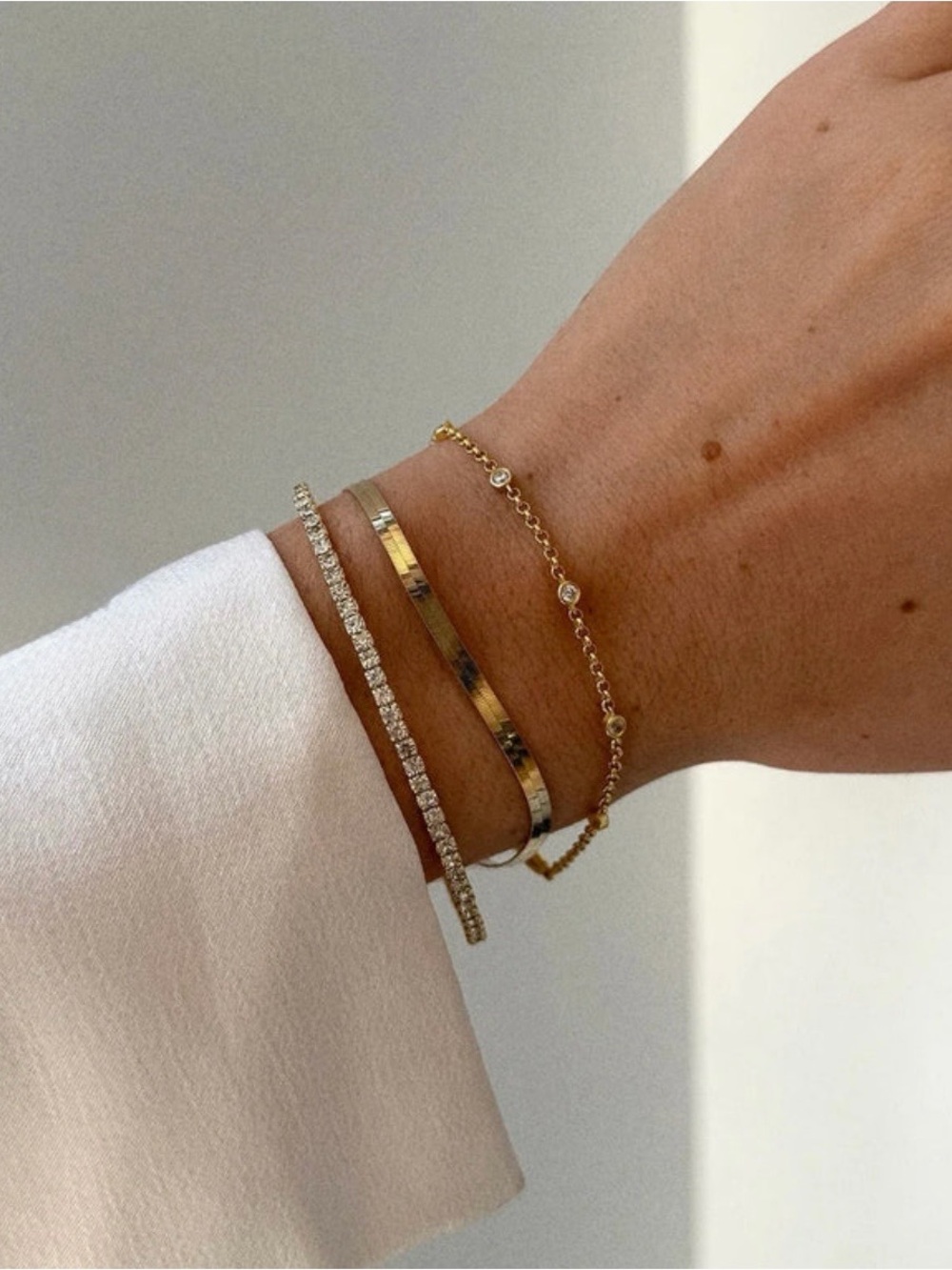 BaubleBar Gold Open Crystal-Accented Cuff Bracelet - Picture 4 of 5